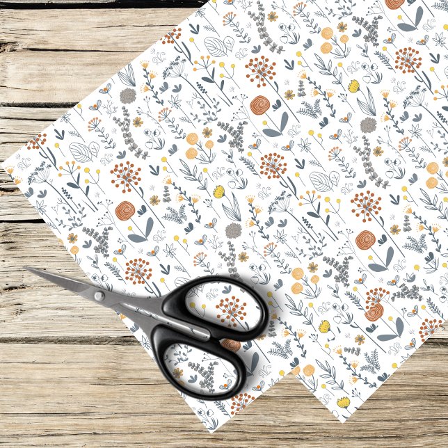 Papier Mousseline motif fleur sauvage boho (Créateur téléchargé)