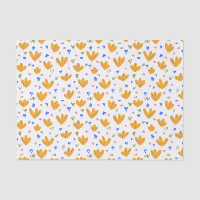 Papier Mousseline Motif Fleur sauvage vintage (Recto)