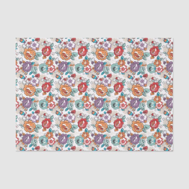 Papier Mousseline Motif floral 5 d'élégance abstraite (Recto)