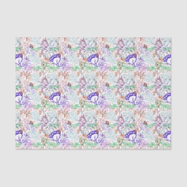 Papier Mousseline Motif floral 8 (Recto)