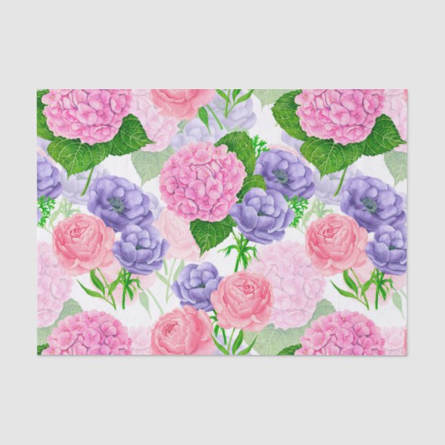 Papier Mousseline Motif floral aquarelle (Recto)