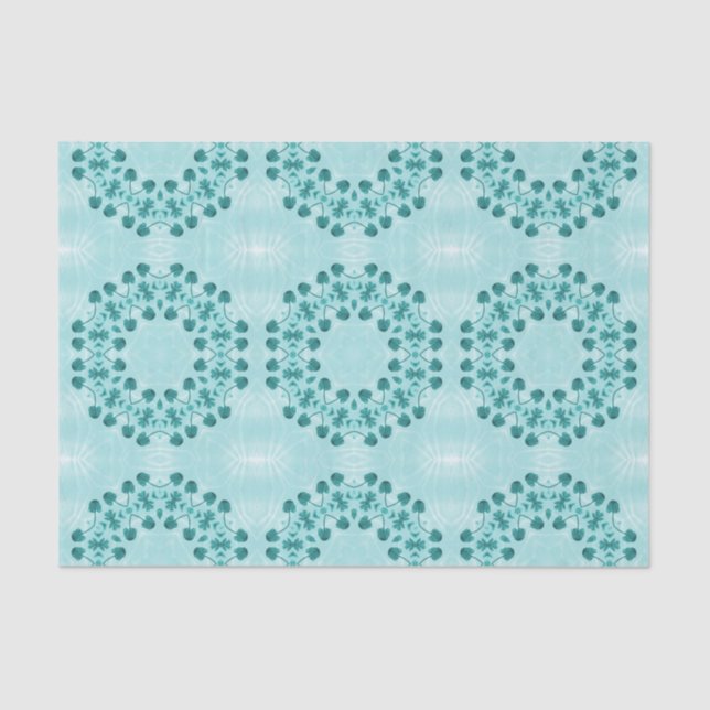 Papier Mousseline Motif floral, bleu Turquoise (Recto)