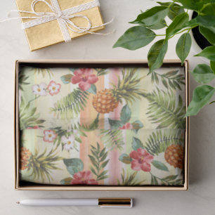 Papier Mousseline Motif floral coloré à ananas tropical