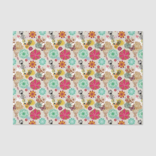 Papier Mousseline Motif floral dans le rétro style (Recto)