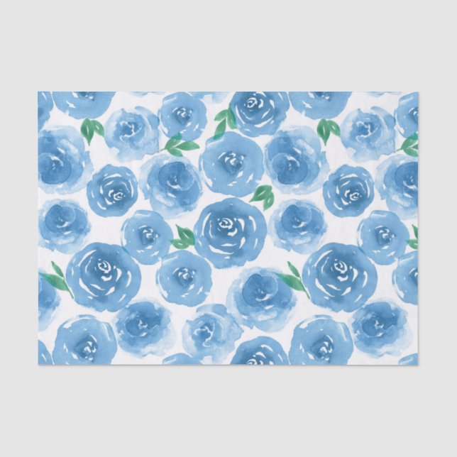Papier Mousseline Motif floral de bleu d'aquarelle Girly mignonne de (Recto)
