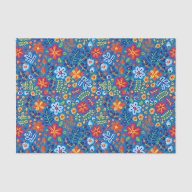 Papier Mousseline Motif floral de broderie (Recto)