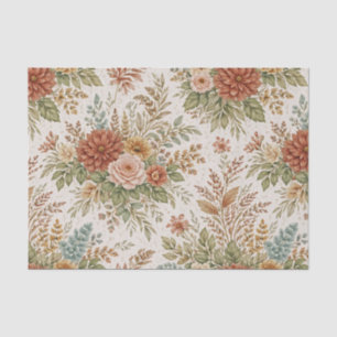 Papier Mousseline Motif floral de jardin Automne Rougeoyant