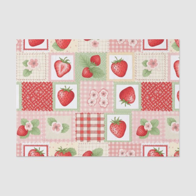Papier Mousseline Motif floral de jardin de fraises vintage (Recto)