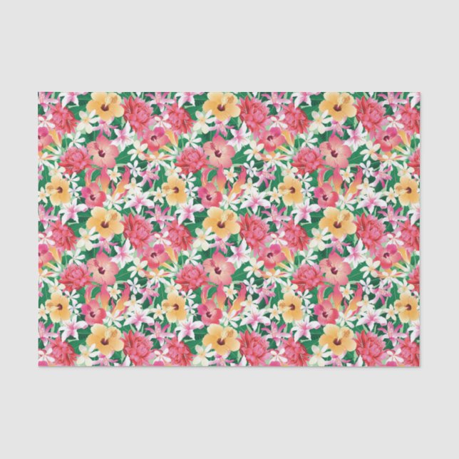 Papier Mousseline Motif floral de ketmie tropicale (Recto)
