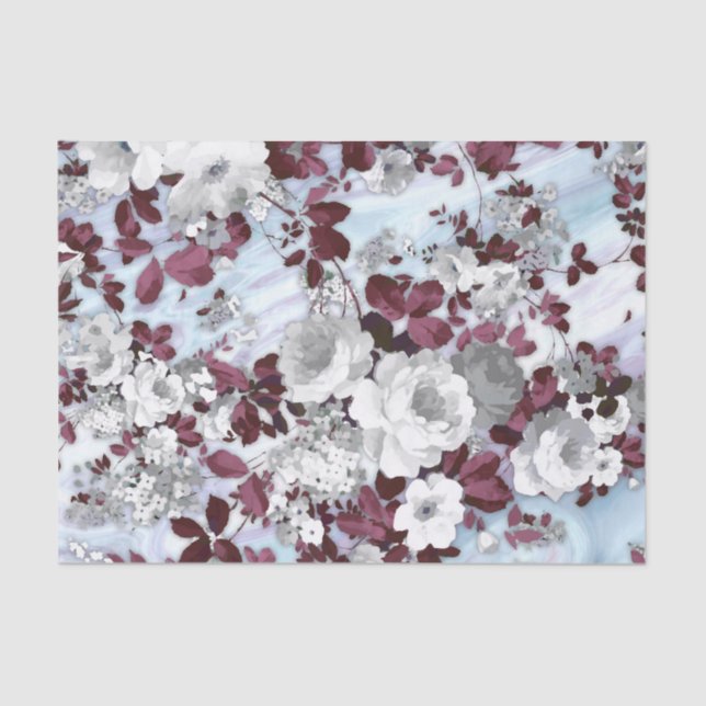 Papier Mousseline Motif floral de marbre en pastel blanc de Boho (Recto)