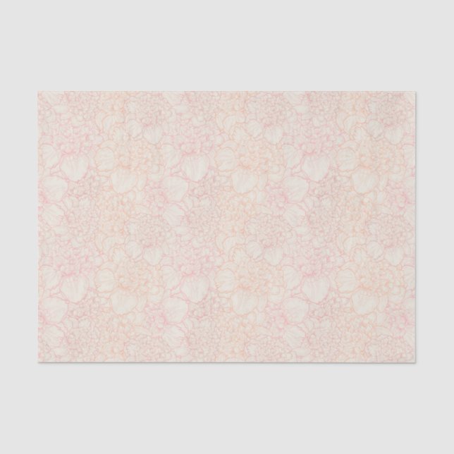 Papier Mousseline Motif floral de pivoine rose (Recto)
