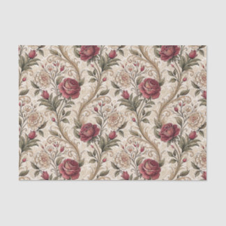Papier Mousseline Motif floral de rose et damas victorien vintage Ar