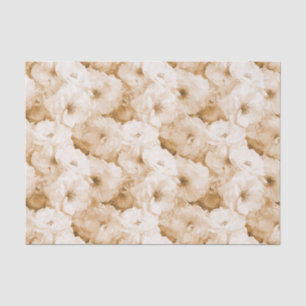 Papier Mousseline Motif floral de roses blancs et beiges