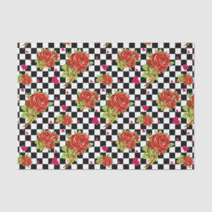 Papier Mousseline Motif floral de roses rouges sur les contrôles