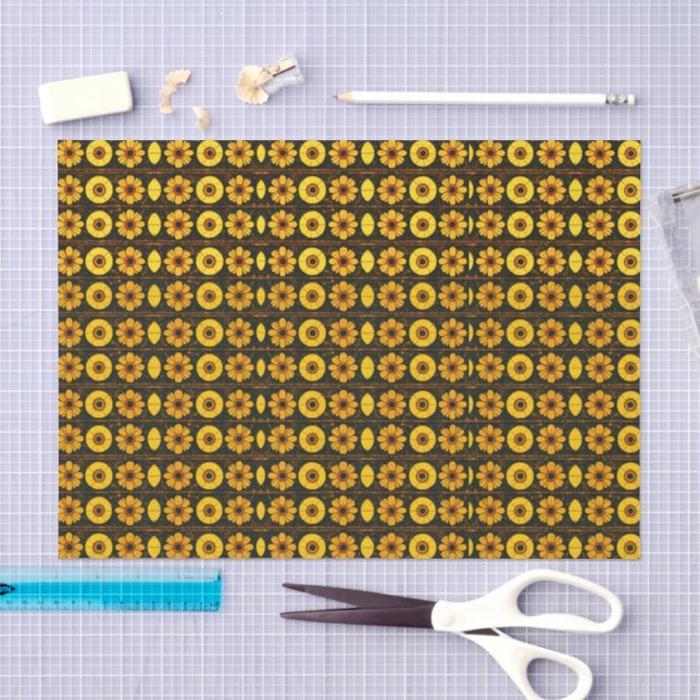 Papier Mousseline Motif floral futuriste  (Artisanat)