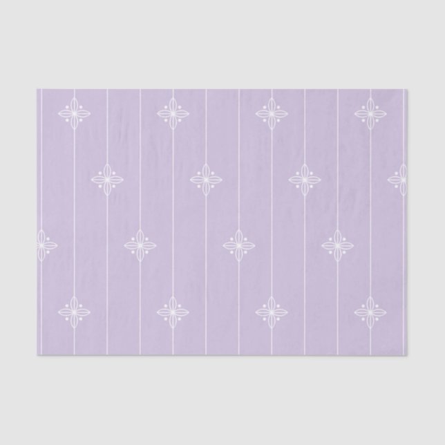 Papier Mousseline Motif floral géométrique pastel violet (Recto)