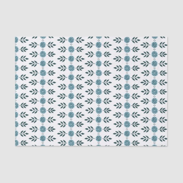 Papier Mousseline Motif floral Graphique Bleu (Recto)