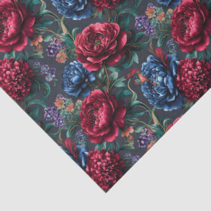 Papier Mousseline Motif floral moderne aux tons de bijoux
