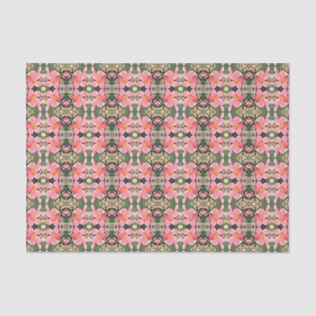 Papier Mousseline Motif floral rose (Recto)