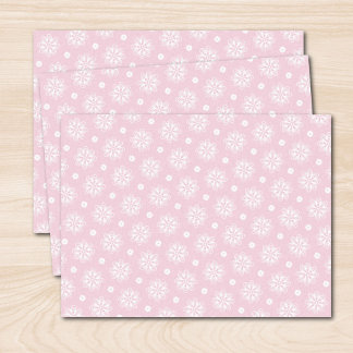 Papier Mousseline Motif Floral Rose Et Blanc
