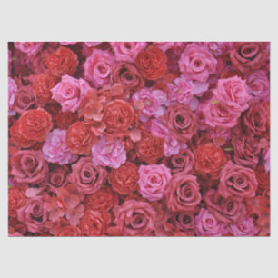 Papier Mousseline Motif floral rose et rouge roses