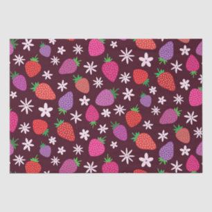 Papier Mousseline Motif floral rose rouge violet fraise