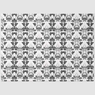 Papier Mousseline Motif Floral victorien sans couture noir blanc