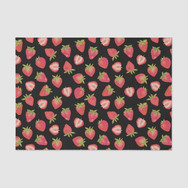 Papier Mousseline Motif fraise (Recto)