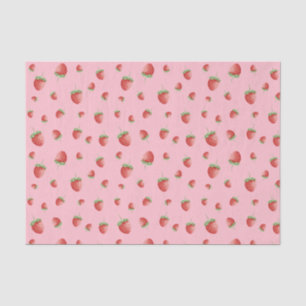 Papier Mousseline Motif fraise rose