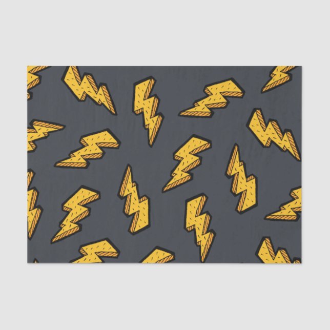 Papier Mousseline Motif Fun Yellow Grey Lightning (Recto)