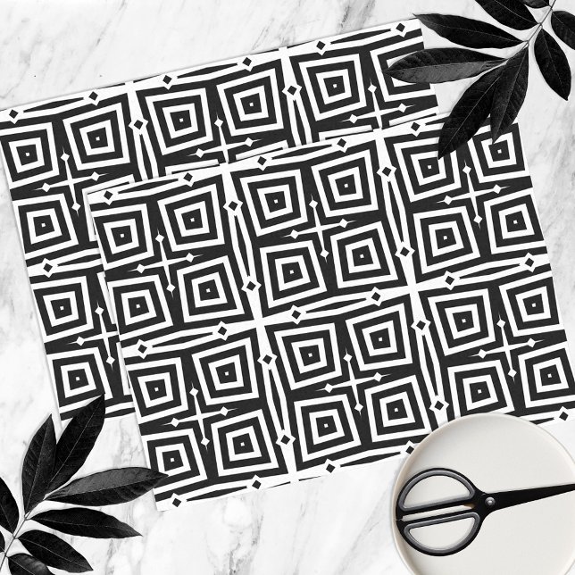 Papier Mousseline Motif géométrique Abstrait moderne noir et blanc (Créateur téléchargé)