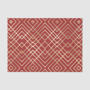 Papier Mousseline Motif géométrique Art déco rouge chinois moderne