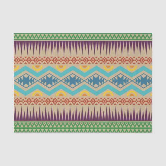 Papier Mousseline Motif géométrique Aztec Abstrait traditionnel Brow (Recto)