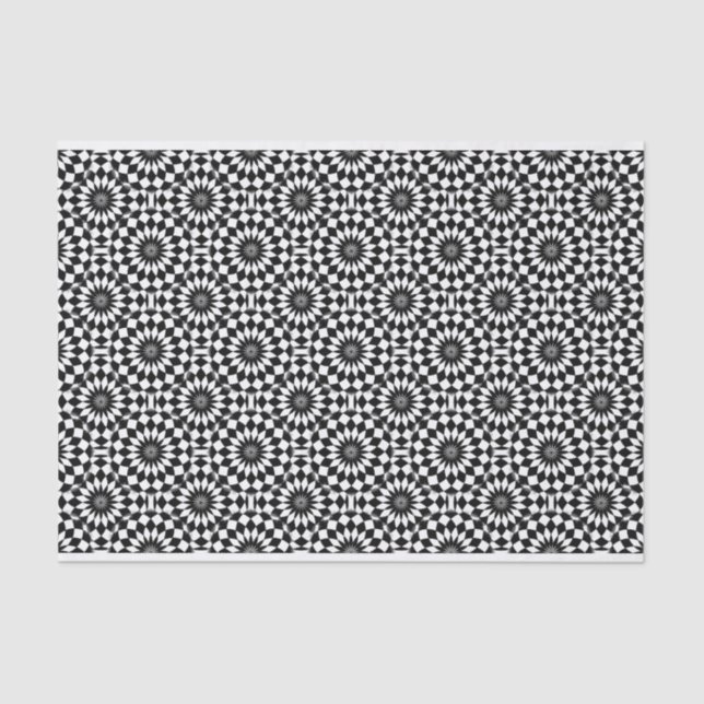 Papier Mousseline Motif géométrique blanc noir chic d'illusion (Recto)