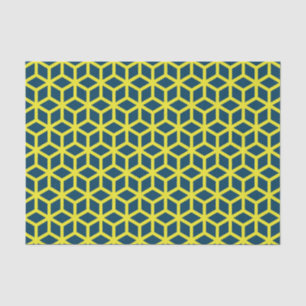 Papier Mousseline Motif géométrique bleu jaune élégant