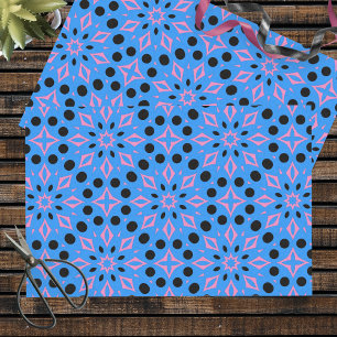 Papier Mousseline Motif géométrique bleu vif rose et noir