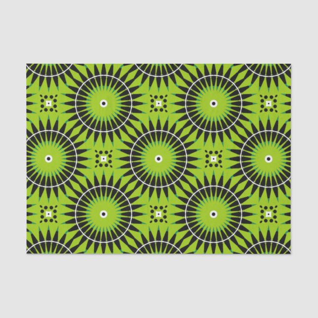 Papier Mousseline Motif géométrique Boho Lime Green élégant (Recto)