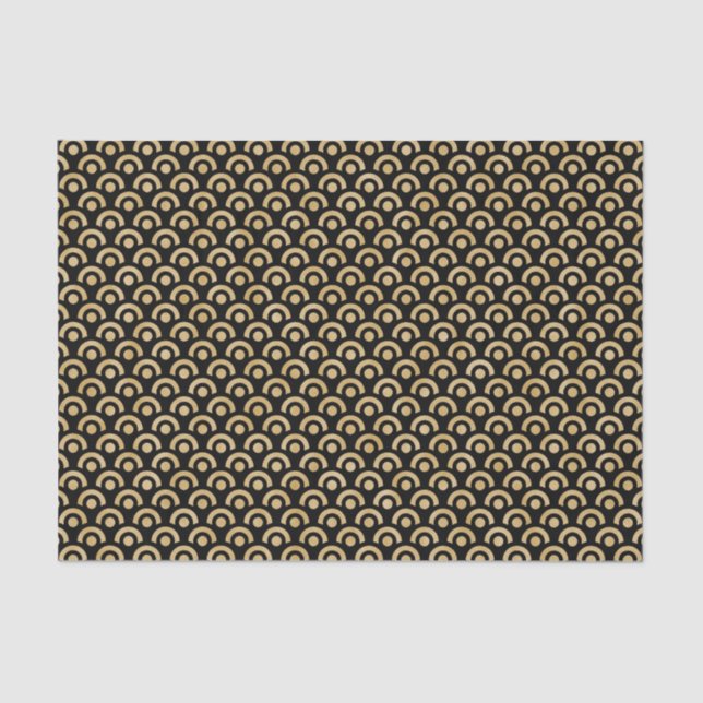 Papier Mousseline Motif géométrique chic moderne Black Gold (Recto)