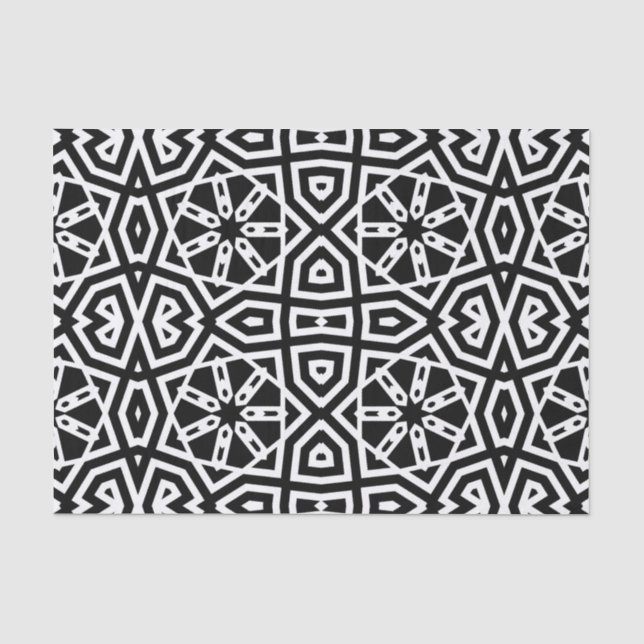Papier Mousseline Motif géométrique chic noir et blanc contemporain (Recto)