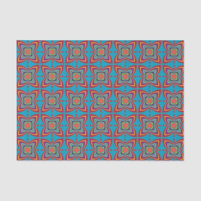 Papier Mousseline Motif géométrique coloré (Recto)