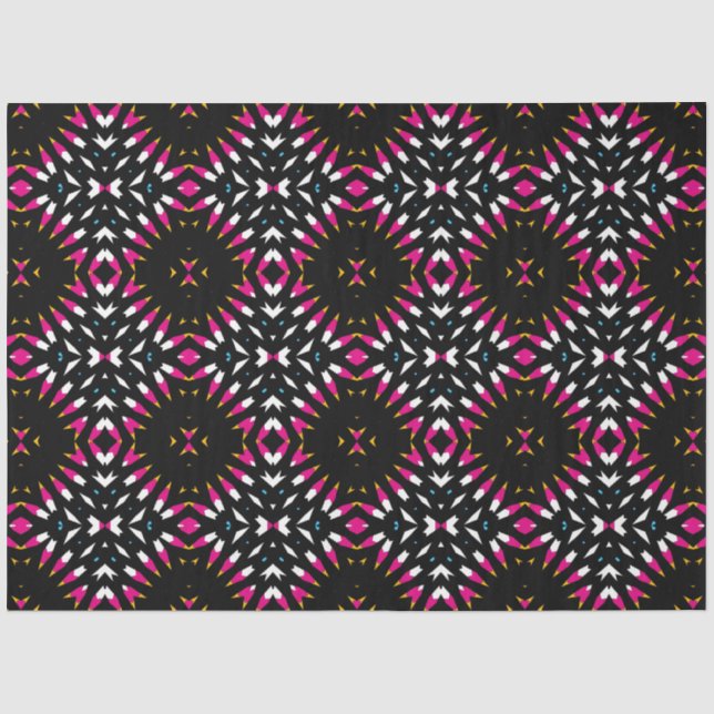 Papier Mousseline Motif géométrique Cool noir et magenta (Recto)