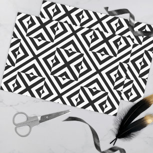 Papier Mousseline Motif géométrique d'art rayé noir et blanc