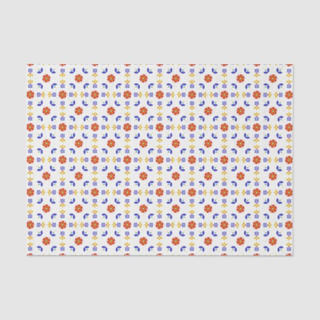 Papier Mousseline Motif géométrique de fleur au néon d'art populaire (Recto)