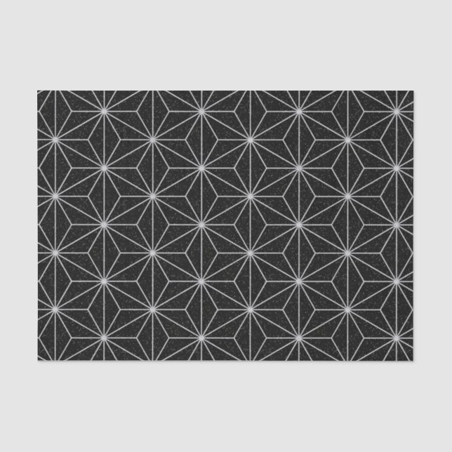 Papier Mousseline Motif géométrique élégant - argent et Noir (Recto)