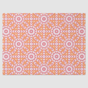 Papier Mousseline Motif géométrique en mosaïque orange et rose