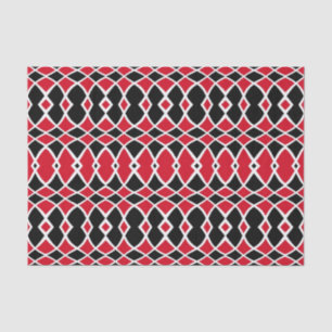 Papier Mousseline Motif géométrique en mosaïque rouge noir blanc