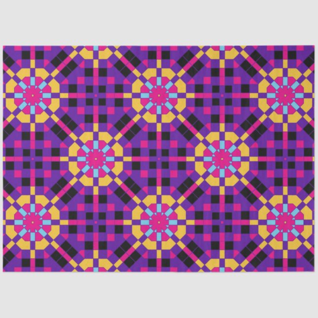 Papier Mousseline Motif géométrique en mosaïque violet élégant (Recto)