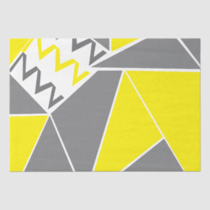 Papier Mousseline Motif géométrique Gris Jaune Chevron Gris