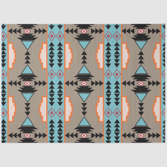 Papier Mousseline Motif géométrique mexicain Aztec (Recto)