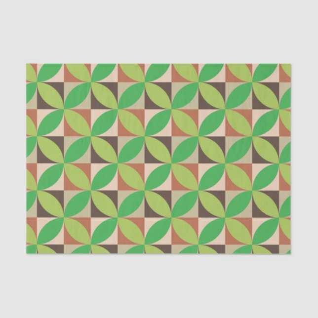 Papier Mousseline Motif géométrique moderne vert du milieu du siècle (Recto)
